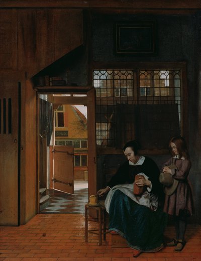 A Woman Preparing Bread and Butter for a Boy by Pieter de Hooch